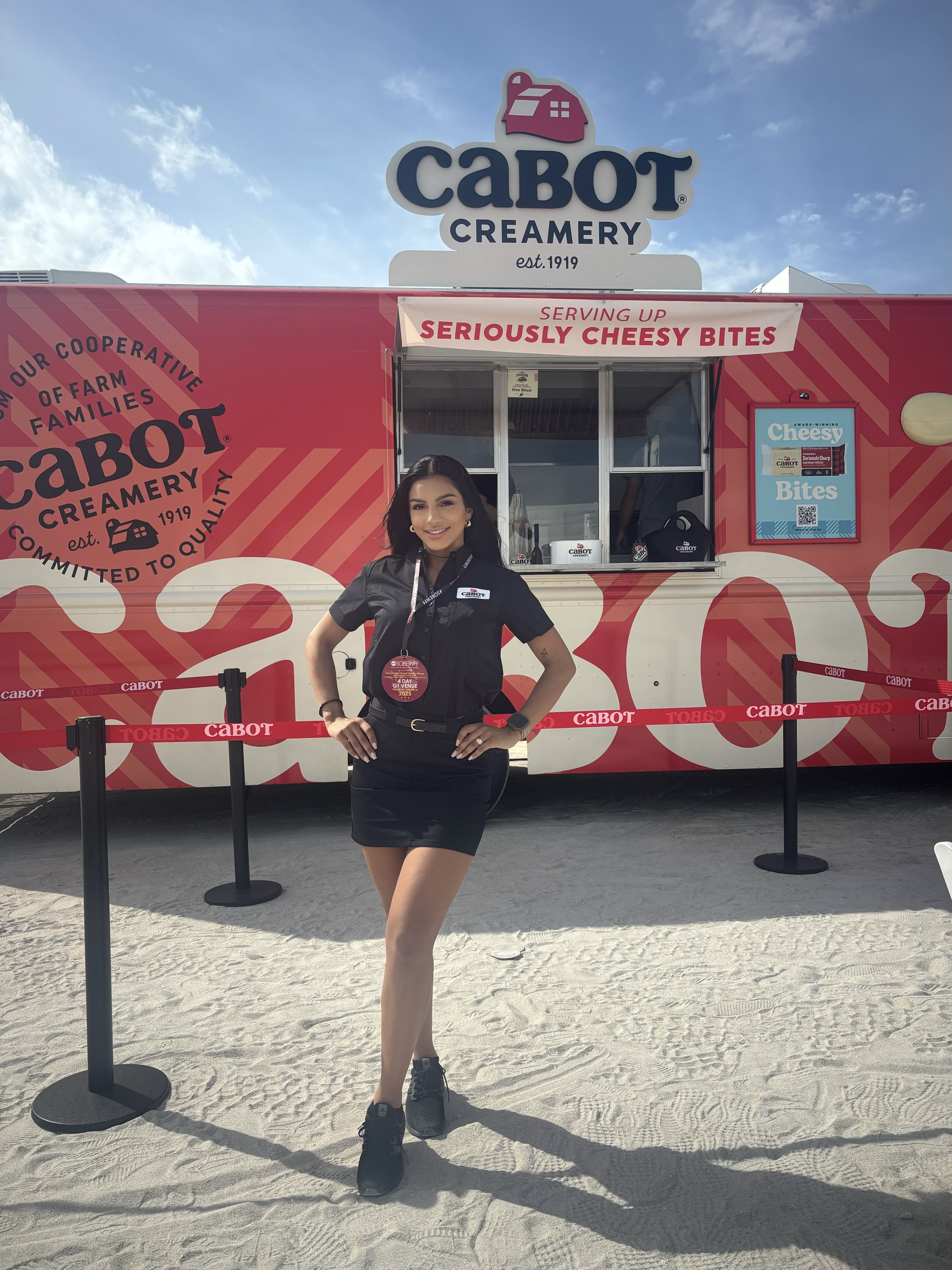Vanta brand ambassador representing Cabot Creamery at an outdoor activation